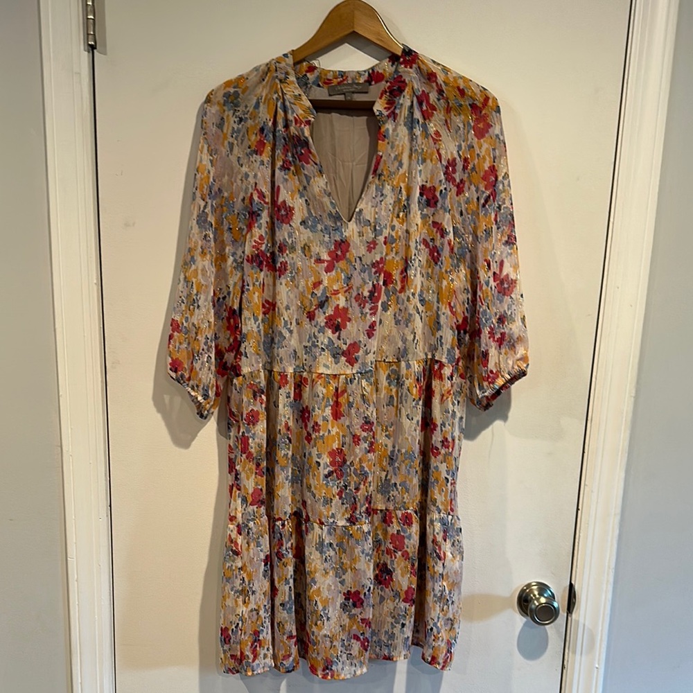 Pink and Orange Midi Sundress with Dolman Sleeves